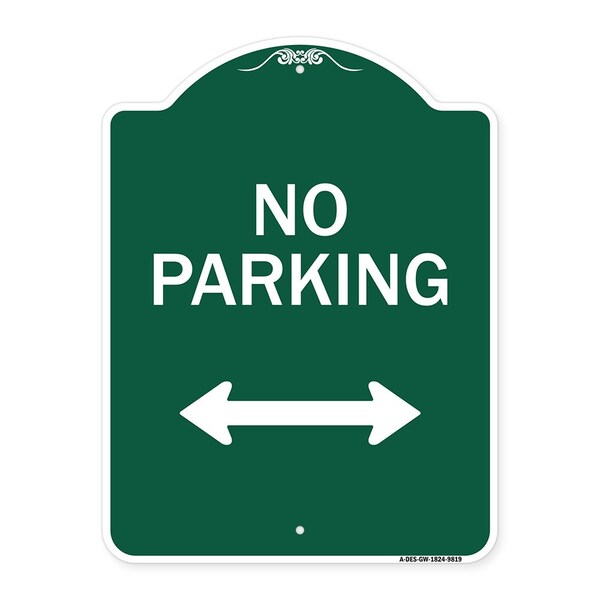 No Parking With Bidirectional Arrow Heavy-Gauge Aluminum Architectural Sign, 24" x 18", GW-1824-9819